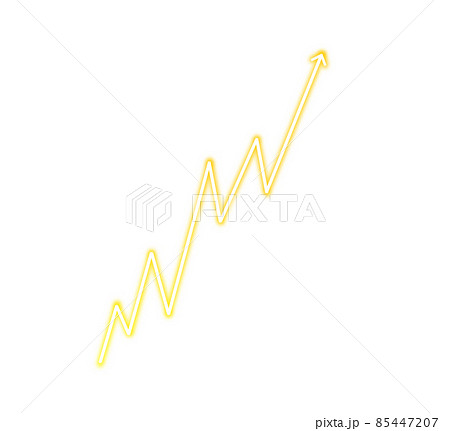 右肩上がりのグラフ 黄色 のイラスト素材