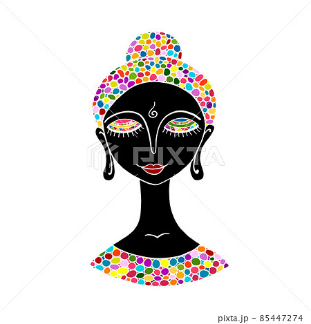 Meditating woman portrait. Sketch for your design Meditating woman portrait. Sketch for your design 85447274