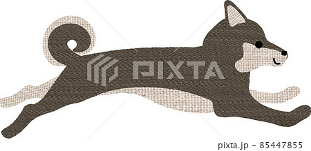 元気に走る黒柴のイラスト素材