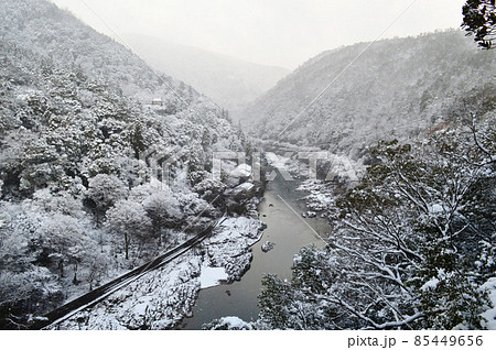 2022年元旦に登った京都市嵐山公園亀山地区展望所からの雪景色が絶景 85449656