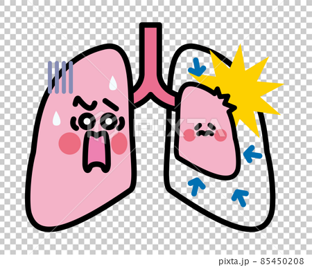 肺 キャラクター 肺気胸のイラスト素材