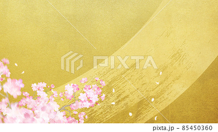 桜と金箔の和風背景 桜と金箔の和風背景 85450360