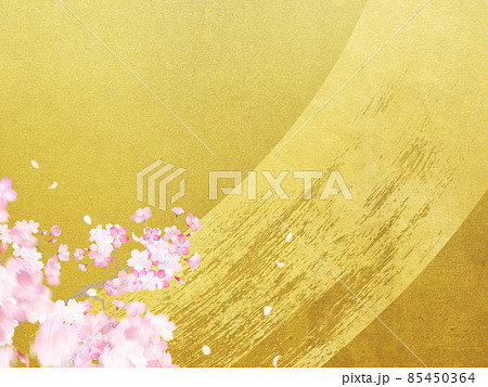 桜と金箔の和風背景 85450364