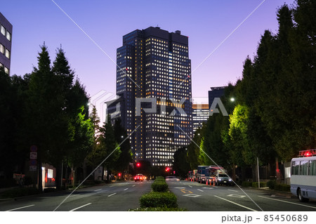 東京都千代田区 夕暮れの山王パークタワー 85450689