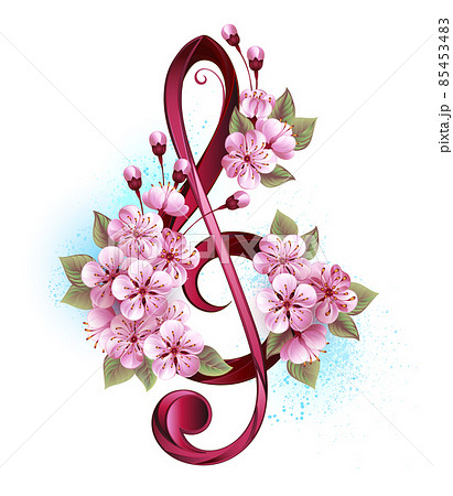 Treble clef with sakura Treble clef with sakura 85453483