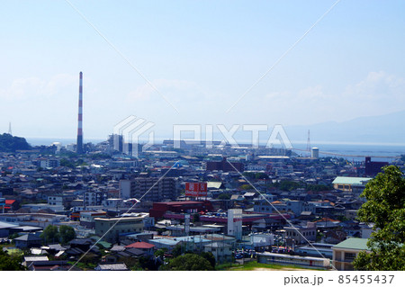 大牟田市　延命配水池から有明海方向の市街地の景観 85455437