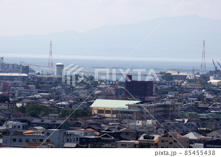大牟田市　延命配水池から有明海方向の市街地の景観 85455438