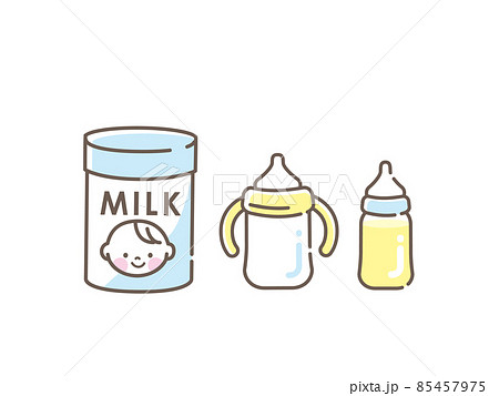 赤ちゃん用ミルクセットのイラスト素材 85457975