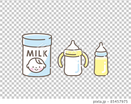 赤ちゃん用ミルクセットのイラスト素材 85457975