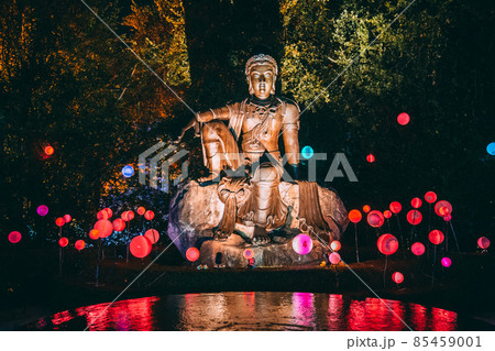 Buddhist tradition light festival in Ratchaburi, Nasatta, Thailand Buddhist tradition light festival in Ratchaburi, Nasatta, Thailand 85459001