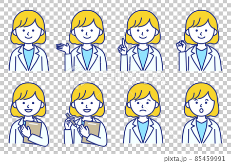女性 医療 白衣 医者 科学 薬局 人物 イラスト ベクター AI 素材 85459991