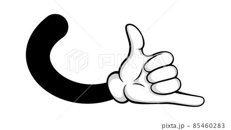 Hand pose with protruding fingers black white 85460283