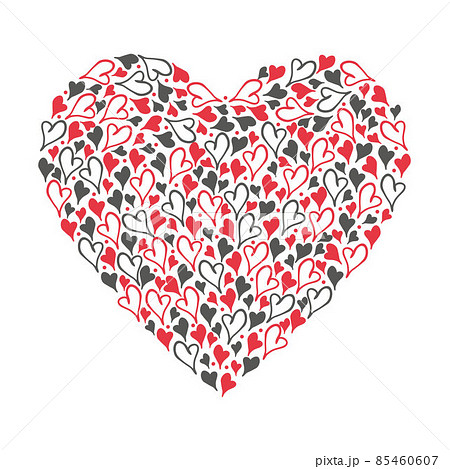 Hand Drawn Doodle Red And Black Hearts Isolated のイラスト素材