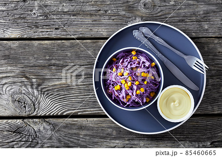 red cabbage corn salad with mayonnaise dressing 85460665