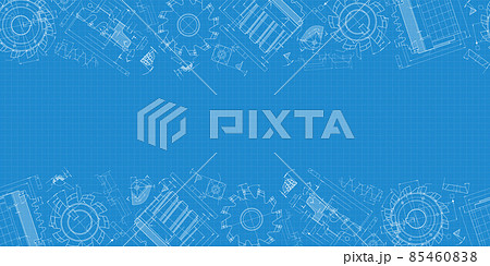 Mechanical engineering drawings on blue background. Cutting tools, milling cutter. Technical Design. Cover. Blueprint. Horizontal seamless pattern. Vector illustration. Mechanical engineering drawings on blue background. Cutting tools, milling cutter. Technical Design. Cover. Blueprint. Horizontal seamless pattern. Vector illustration. 85460838
