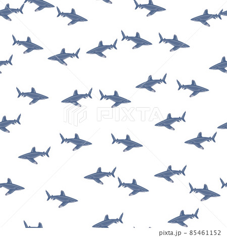 Oceanic whitetip shark seamless pattern in scandinavian style. Marine animals background. Vector illustration for children funny textile. Oceanic whitetip shark seamless pattern in scandinavian style. Marine animals background. Vector illustration for children funny textile. 85461152