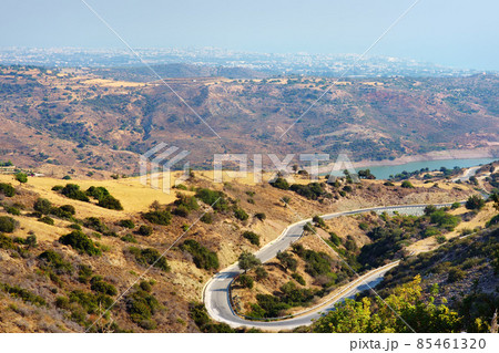 Aerial view of picturesque landscape between Paphos and Polis on the island of Cyprus. Aerial view of picturesque landscape between Paphos and Polis on the island of Cyprus. 85461320