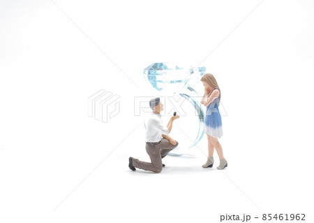 a young man staying on the knee and making proposal for his lovely girl a young man staying on the knee and making proposal for his lovely girl 85461962