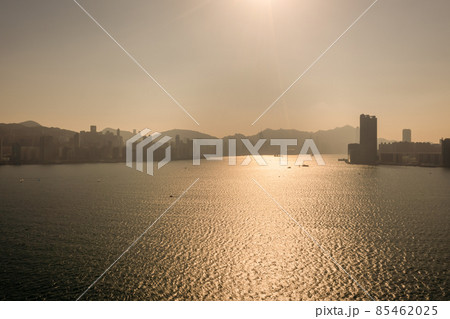 the Victoria Harbor in Hong Kong city skyline 11 Dec 2021 85462025