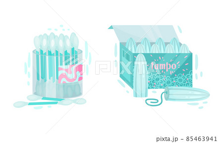 Cotton Bud and Tampon for Monthly Period Vector Set Cotton Bud and Tampon for Monthly Period Vector Set 85463941