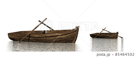 Two wood boats on the water - 3D render 85464502