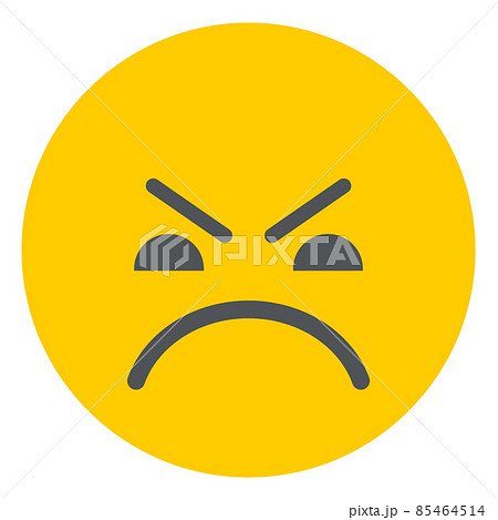 Angry face expression in simple flat style. Grumpy emoji 85464514