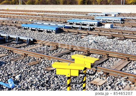 Railway tracks in station Zilina, Slovakia 85465207