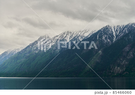 Beautiful panoramic view at Kucherla mountain lake and mountain range. Belukha national park, Altai republic, Siberia, Russia. Beautiful panoramic view at Kucherla mountain lake and mountain range. Belukha national park, Altai republic, Siberia, Russia. 85466060