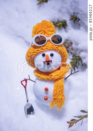 ナイター照明の明かりと手作りの雪だるま ナイター照明の明かりと手作りの雪だるま 85466217