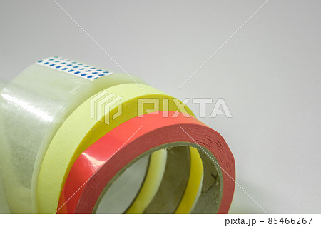 Scotch tape and paint tape. Stationery and construction consumables. Selective focus. 85466267