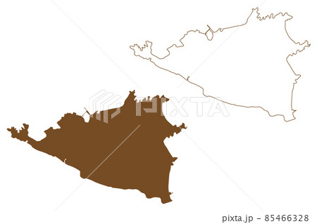 Daishan island (People's Republic of China, PRC, Zhejiang Province) map vector illustration, scribble sketch Daishan map 85466328