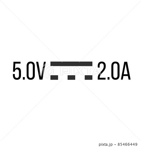 Direct Current DC Symbol Sign for 5V and 2A, Vector Illustration, Isolate On White Background. Direct Current DC Symbol Sign for 5V and 2A, Vector Illustration, Isolate On White Background. 85466449