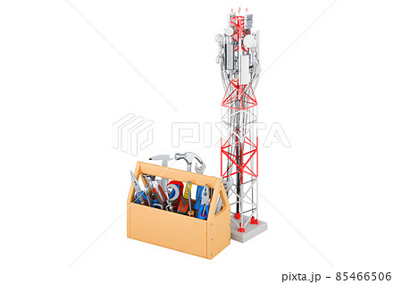 Mobile tower with toolbox. Service and repair concept. 3D rendering 85466506
