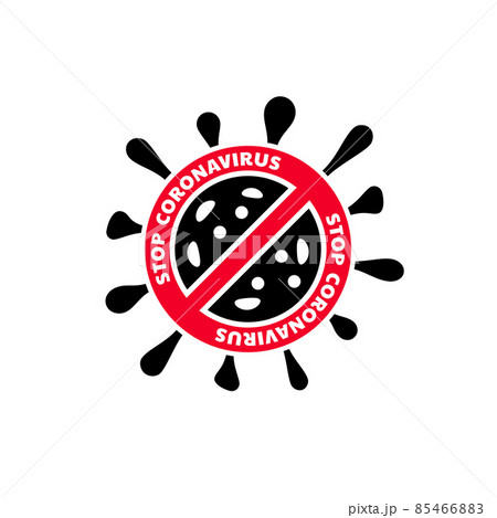 Stop SARS-CoV-2 Omicron Cell Icon, 2019-nCoV, Covid-2019, Coronavirus Bacteria. No Infection and Stop Coronavirus Concepts 85466883