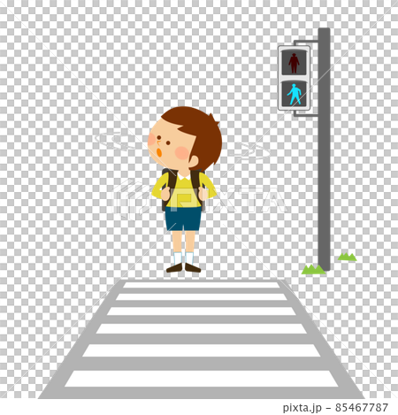 交通安全　安全確認する子供 85467787