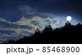厚い雪雲で満月のように光る太陽と彩雲 85468900