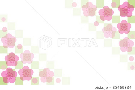 梅の花　市松模様　フレーム　ホワイトスペース 85469334