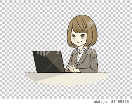ノートパソコンを使っているスーツ姿の女性 85469886