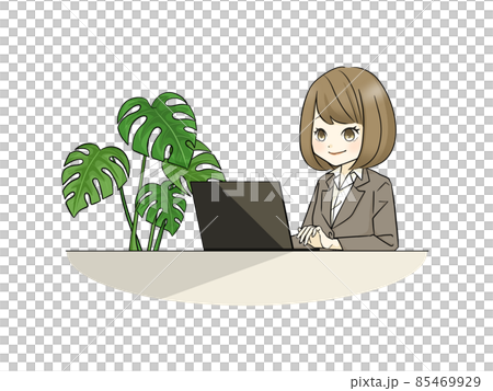 一個穿著西裝使用筆記本電腦的女人 85469929