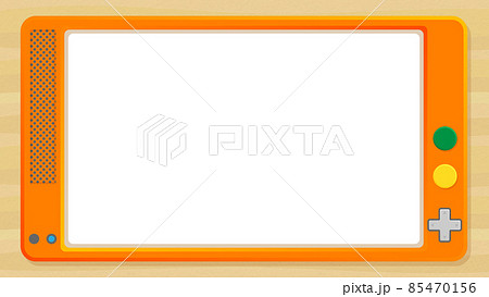 オレンジのゲーム機風の画面枠 背景枠のイラスト素材