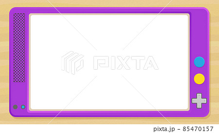紫のゲーム機風の画面枠 背景枠のイラスト素材