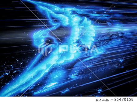 夜空を羽ばたく不死鳥のイラスト 85470159