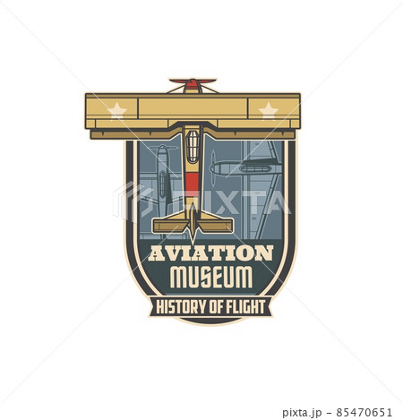 Aviation museum isolated vector icon with retro airplane, propeller plane or biplane. Vintage fixed wing and combat aircraft, old biplane or military bomber with propeller and stars, air transport Aviation museum isolated vector icon with retro airplane, propeller plane or biplane. Vintage fixed wing and combat aircraft, old biplane or military bomber with propeller and stars, air transport 85470651