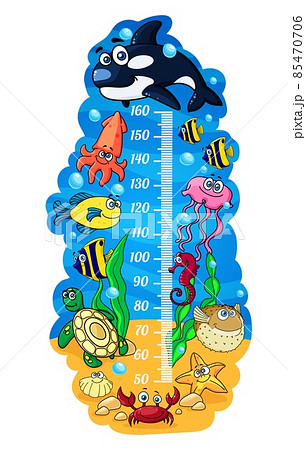 Underwater Animals Kids Height Chart Growth のイラスト素材