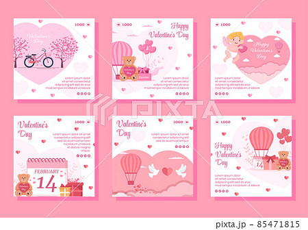 Happy Valentine's Day Post Template Flat Design Illustration Editable of Square Background for Social media, Love Greeting Card or Banner Happy Valentine's Day Post Template Flat Design Illustration Editable of Square Background for Social media, Love Greeting Card or Banner 85471815