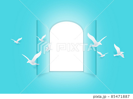 ペーパークラフト-空-扉-open-鳥 85471887