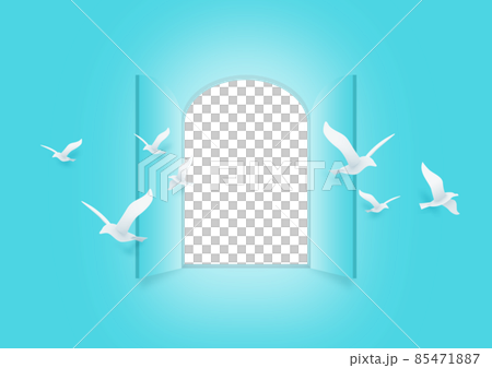 ペーパークラフト-空-扉-open-鳥 85471887