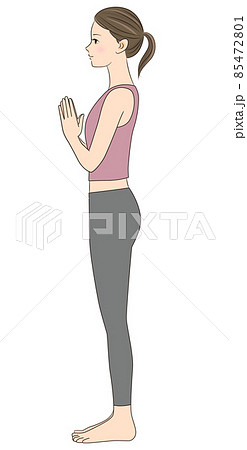 太陽礼拝 ヨガをする女性のイラスト素材