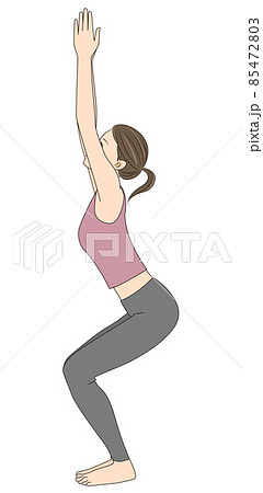 太陽礼拝 ヨガをする女性のイラスト素材