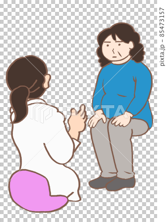 Psychiatric examination: Expressionless female with schizophrenia 85473157